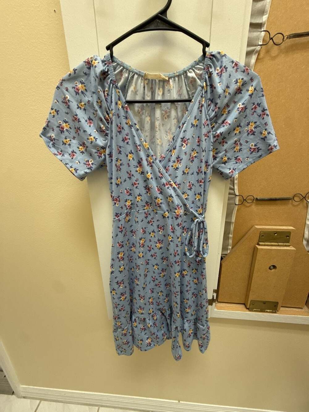 Altar'd State Blue Floral Puff Sleeve Wrap Dress Size XS